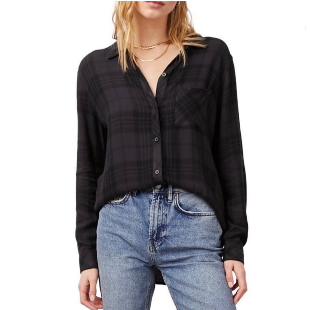Rails Flannel Patterned Black Button Down - image 1